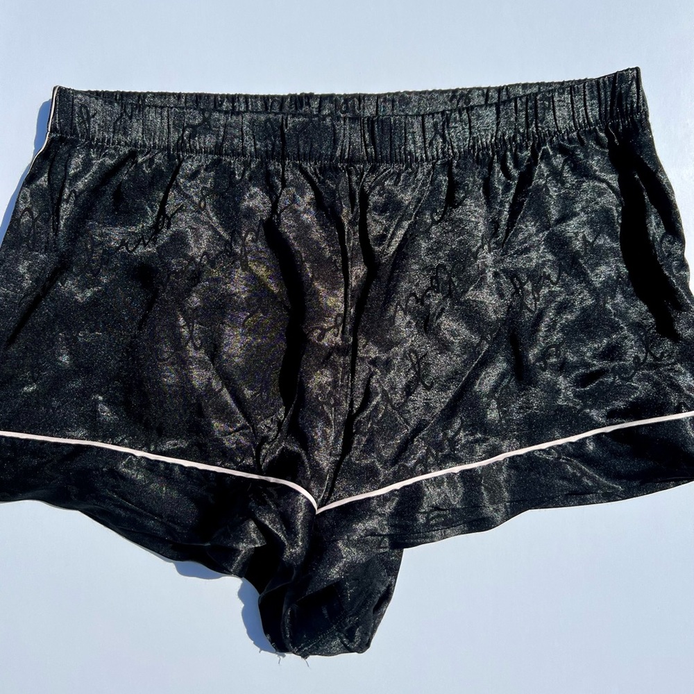Victoria’s Secret Satin PJ Shorts, color black, size Large. Very soft and comfy